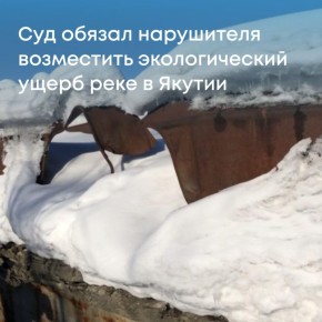 По материалам Росприроднадзора суд обязал администрацию Верхнеколымского района Республики Саха (Якутия) возместить более 7,2 млн рублей за ущерб, нанесенный реке Ясачной