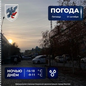 Прогноз погоды в Якутске на 31 октября
