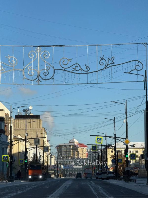 На улицах Якутска повесили новогоднюю подсветку На улицах Якутска повесили новогоднюю подсветку