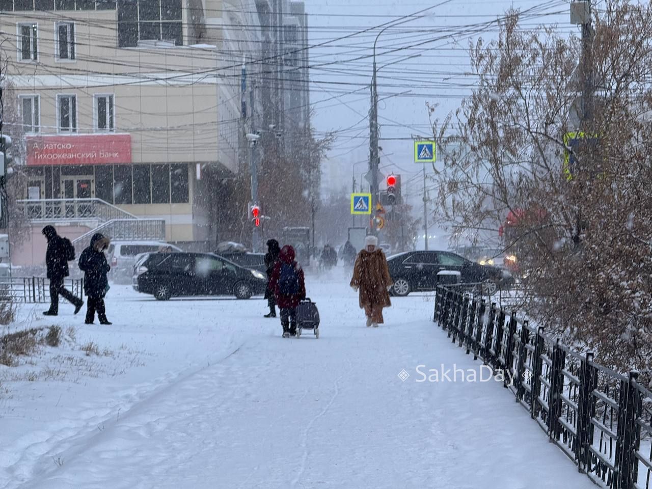 Снегопад в Якутске. @sakhaday