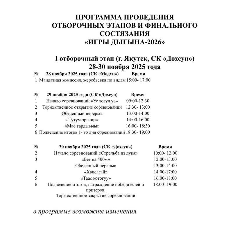 ПРОГРАММА ПРОВЕДЕНИЯ. ОТБОРОЧНЫХ ЭТАПОВ И ФИНАЛЬНОГО СОСТЯЗАНИЯ