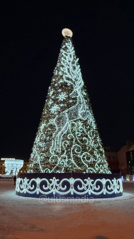 В Якутске в тестовом режиме зажгли огни на ёлке на площади Орджоникидзе
