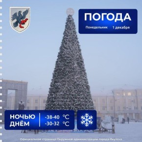 Прогноз погоды в Якутске на 1 декабря