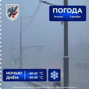 Прогноз погоды в Якутске на 9 декабря