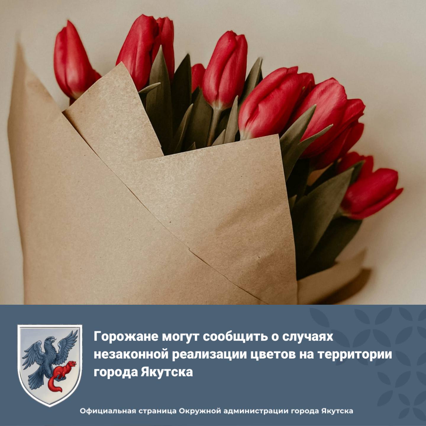 Горожане могут сообщить о случаях незаконной реализации цветов на территории города Якутска