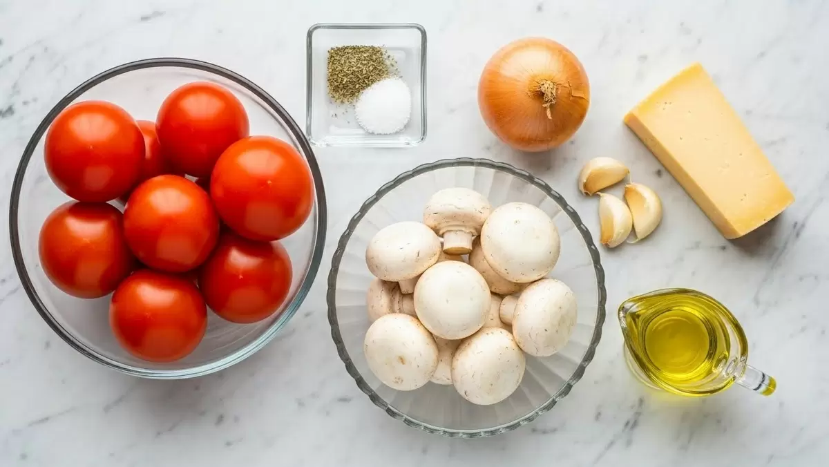 Легкая закуска: фаршированные помидоры с грибами