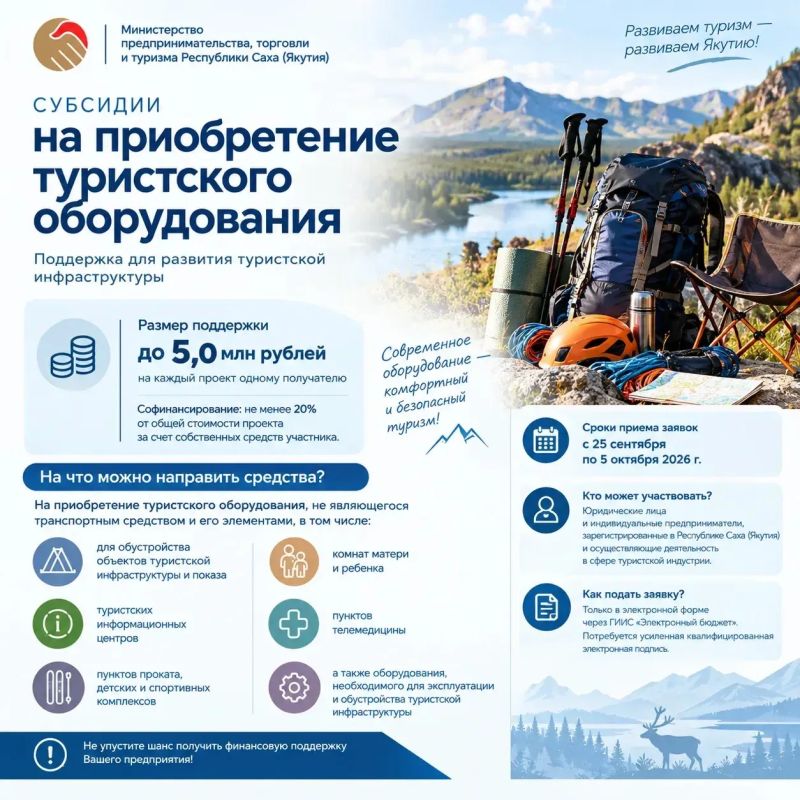 Стартовал прием заявок на субсидии для развития туристской инфраструктуры!