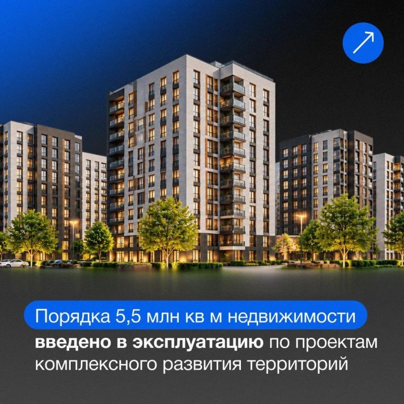 Порядка 5,5 млн кв. м недвижимости введено по проектам комплексного развития территорий