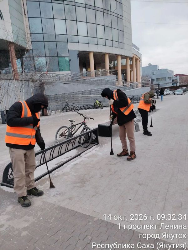 Очистка подготовка к вывозу, тротуары по пр. Ленина