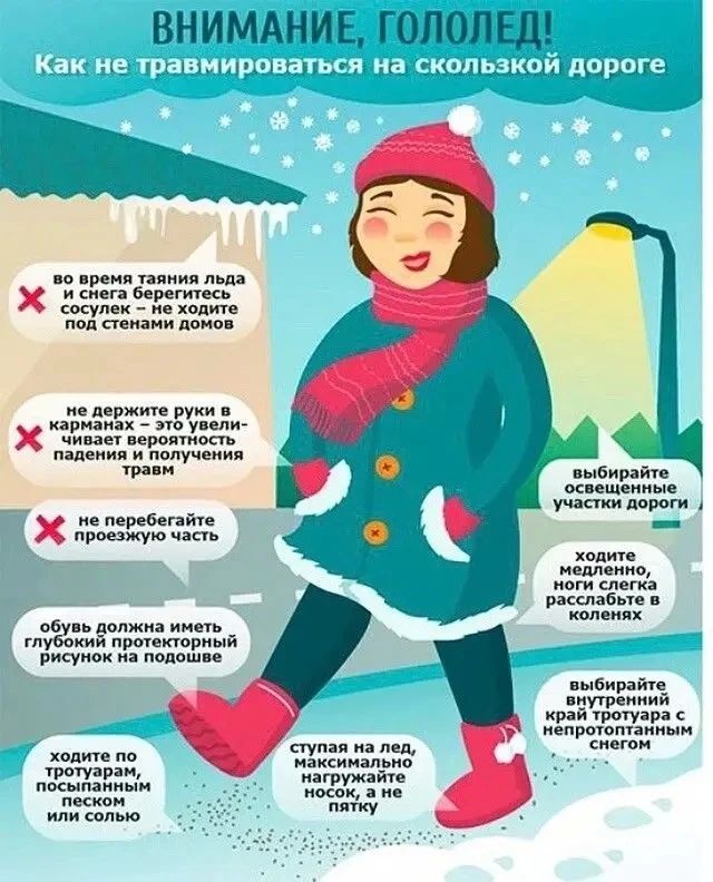 Памятка для школьника: «Осторожно, гололед!»