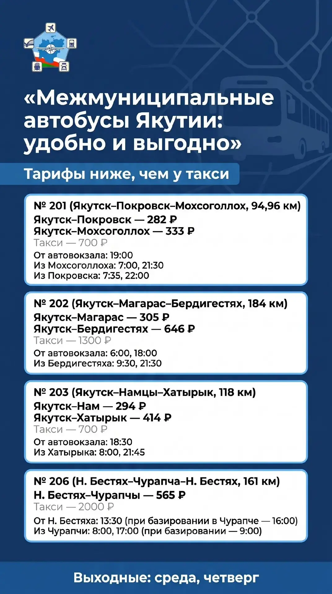 Минтранс Якутии: о работе межмуниципальных автобусных маршрутов